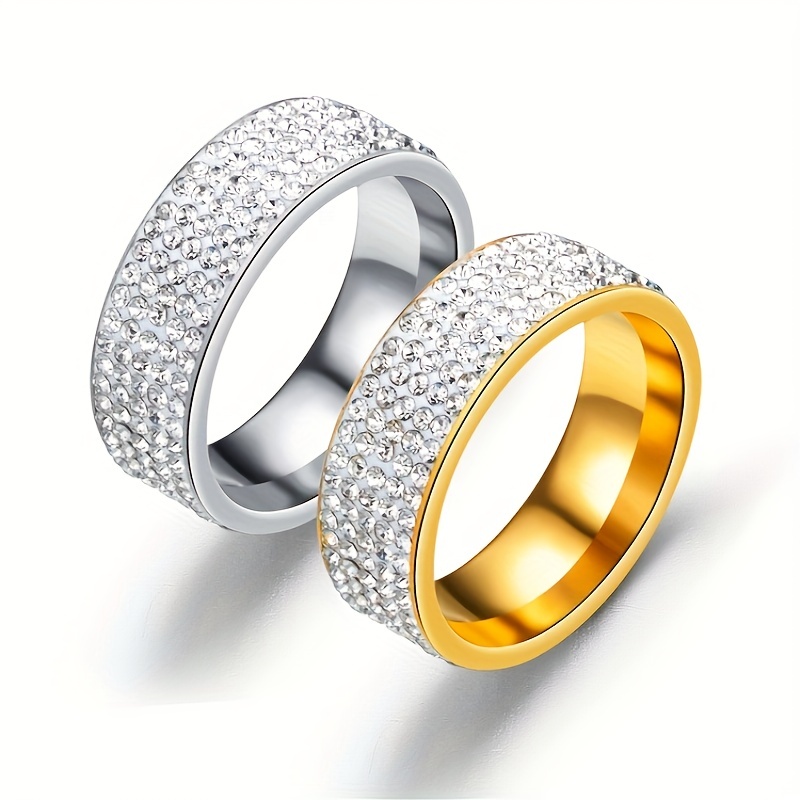 Flat Five Rows Diamond Ring